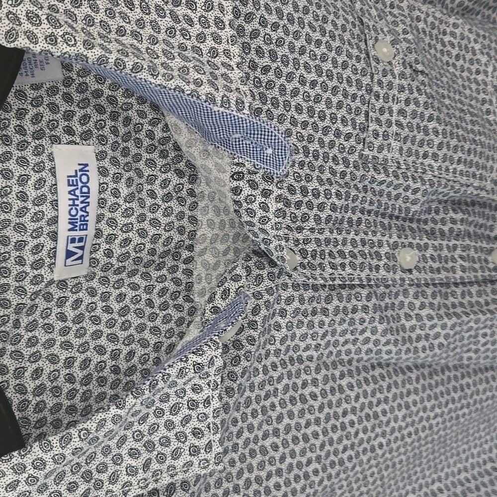 Michael Brandon Blue Print Short Sleeve Shirt - Picture 6 of 10